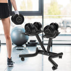 Adjustable Dumbbell Stand Fitness Dial Rack with Belt