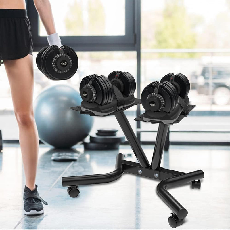 Adjustable Dumbbell Stand Fitness Dial Rack with Belt