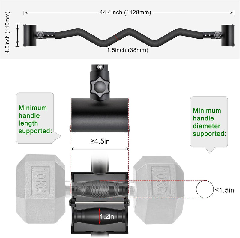 Adjustable Dumbbell to Barbell Converter Ez Curling Bar