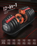 Adjustable Dumbbells 12.5KG 18KG 24KG Pair Quick Dial (Set of 2)