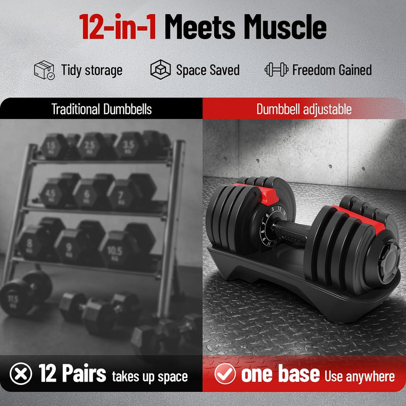 Adjustable Dumbbells 12.5KG 18KG 24KG Pair (Set of 2)