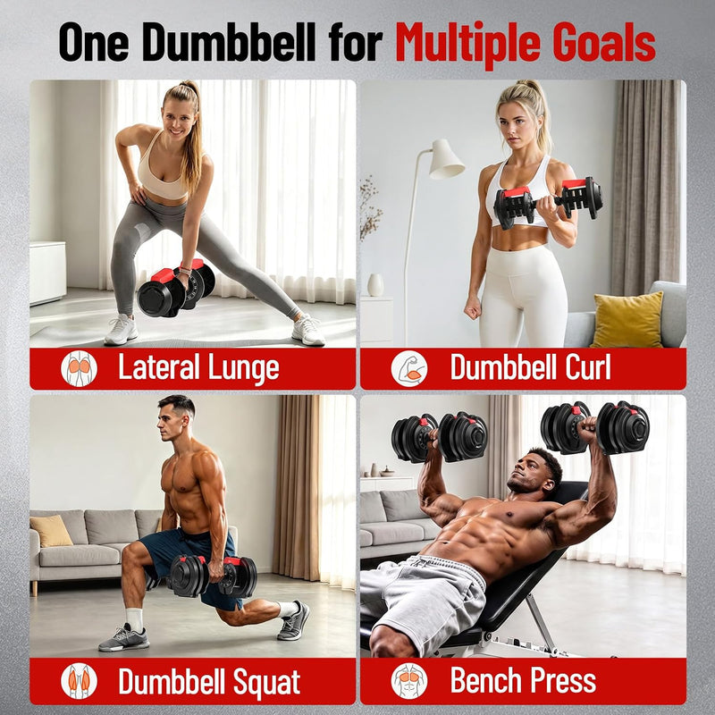 Adjustable Dumbbells 12.5KG 18KG 24KG Pair (Set of 2)