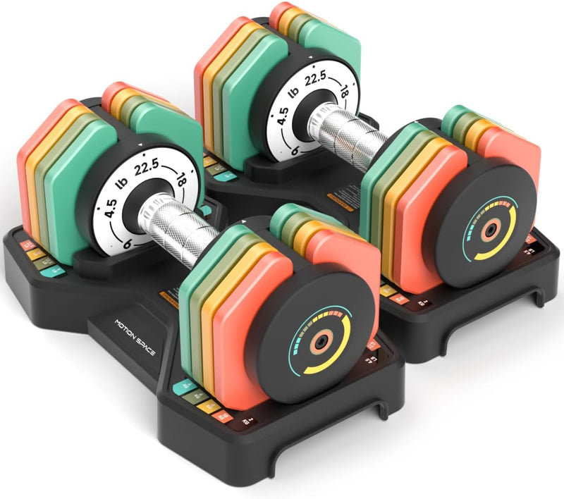 Adjustable Dumbbells Set 22.5lb Pair 1-Sec Fast