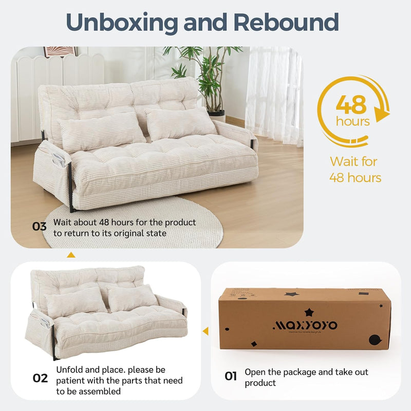 Adjustable Floor Sofa Couch with 2 Pillows Multi-Functional