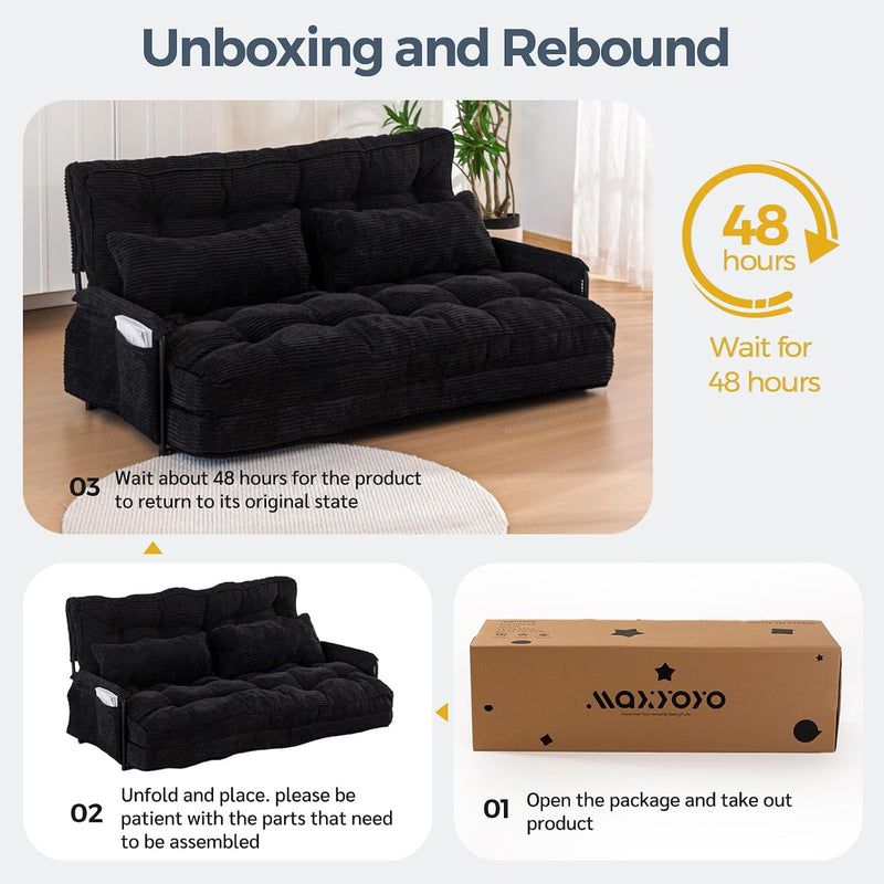 Adjustable Floor Sofa Couch with 2 Pillows Multi-Functional