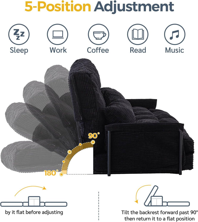 Adjustable Floor Sofa Couch with 2 Pillows Multi-Functional