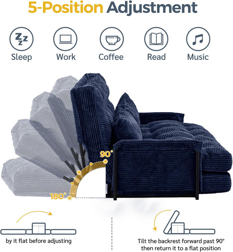 Adjustable Floor Sofa Couch with 2 Pillows Multi-Functional