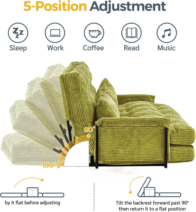 Adjustable Floor Sofa Couch with 2 Pillows Multi-Functional