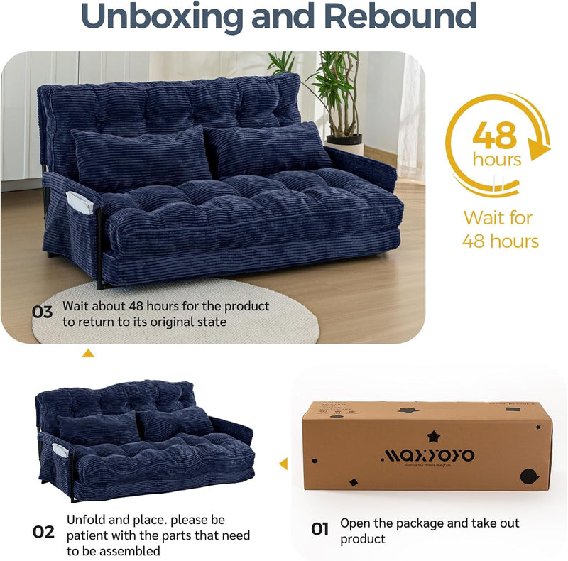 Adjustable Floor Sofa Couch with 2 Pillows Multi-Functional
