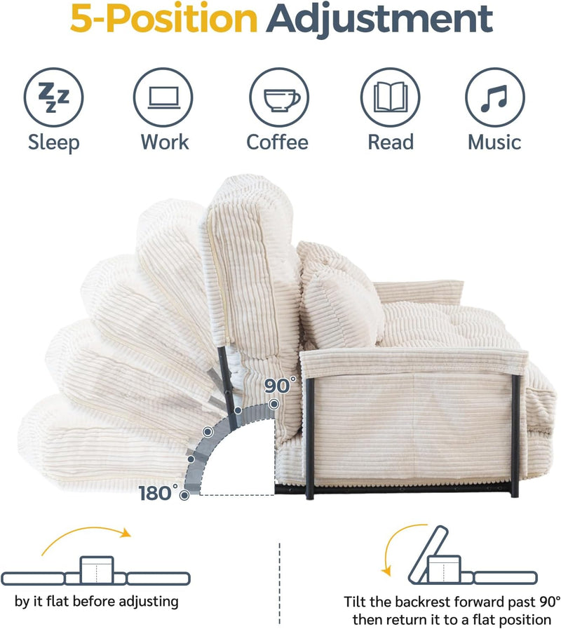 Adjustable Floor Sofa Couch with 2 Pillows Multi-Functional