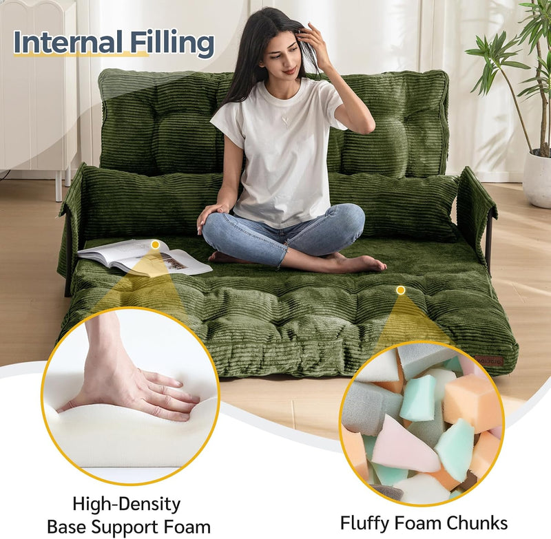 Adjustable Floor Sofa Couch with 2 Pillows Multi-Functional
