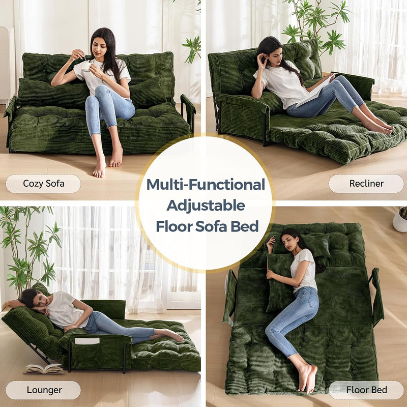 Adjustable Floor Sofa Couch with 2 Pillows Multi-Functional