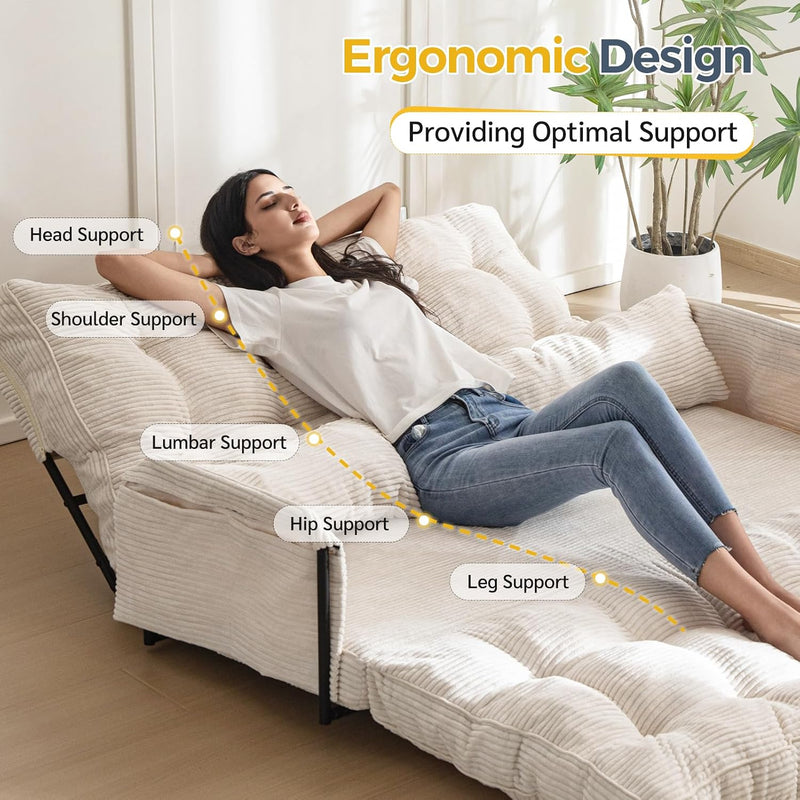 Adjustable Floor Sofa Couch with 2 Pillows Multi-Functional