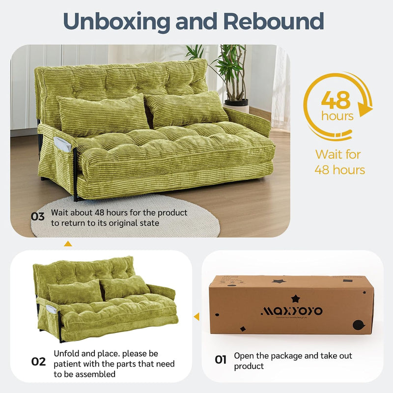 Adjustable Floor Sofa Couch with 2 Pillows Multi-Functional