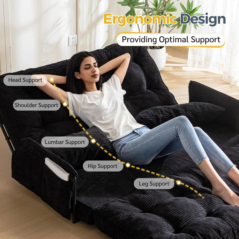 Adjustable Floor Sofa Couch with 2 Pillows Multi-Functional