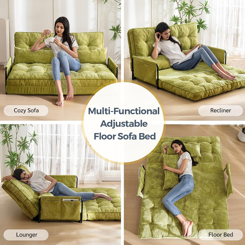 Adjustable Floor Sofa Couch with 2 Pillows Multi-Functional