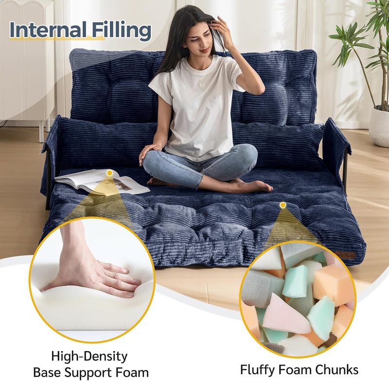 Adjustable Floor Sofa Couch with 2 Pillows Multi-Functional