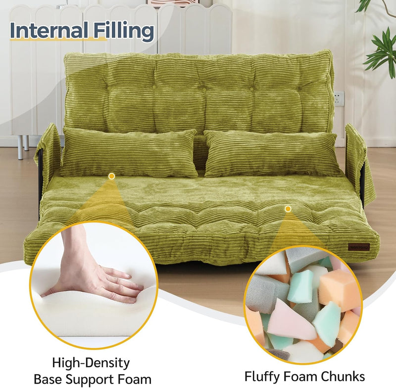 Adjustable Floor Sofa Couch with 2 Pillows Multi-Functional