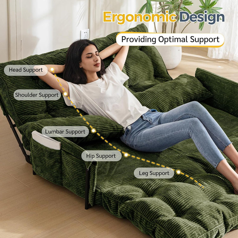 Adjustable Floor Sofa Couch with 2 Pillows Multi-Functional