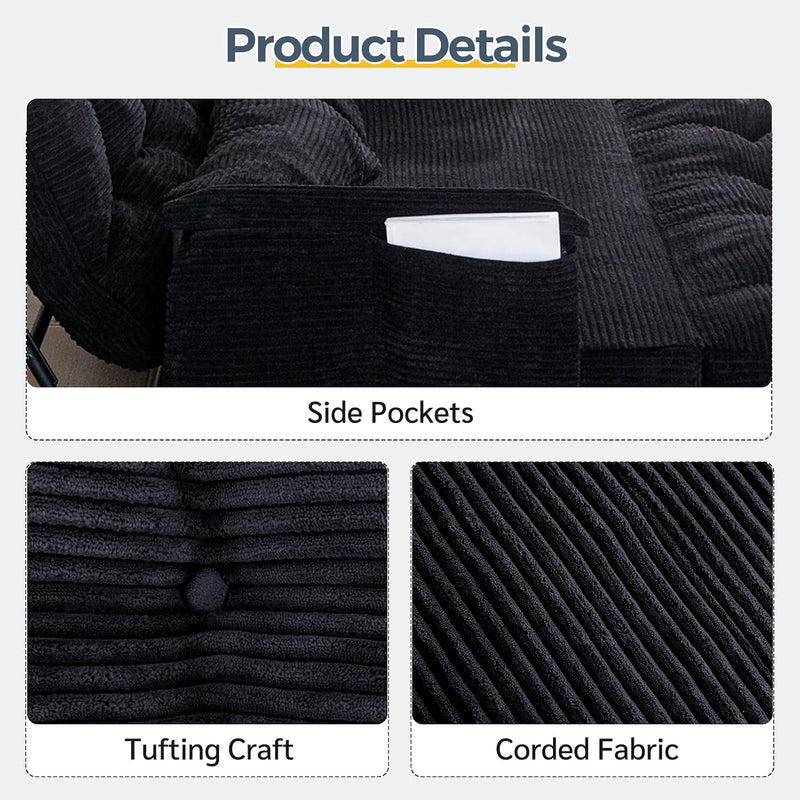 Adjustable Floor Sofa Couch with 2 Pillows Multi-Functional