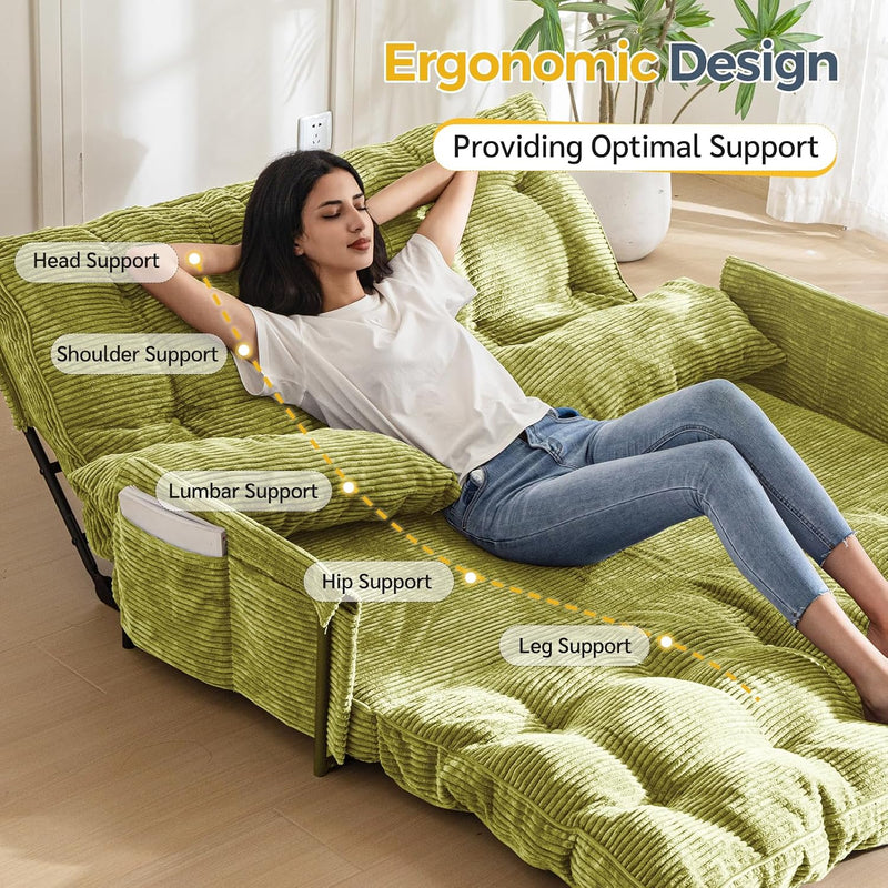 Adjustable Floor Sofa Couch with 2 Pillows Multi-Functional