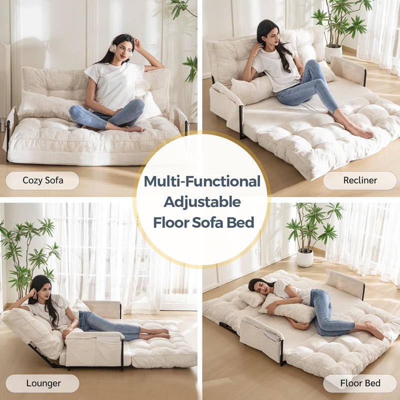 Adjustable Floor Sofa Couch with 2 Pillows Multi-Functional