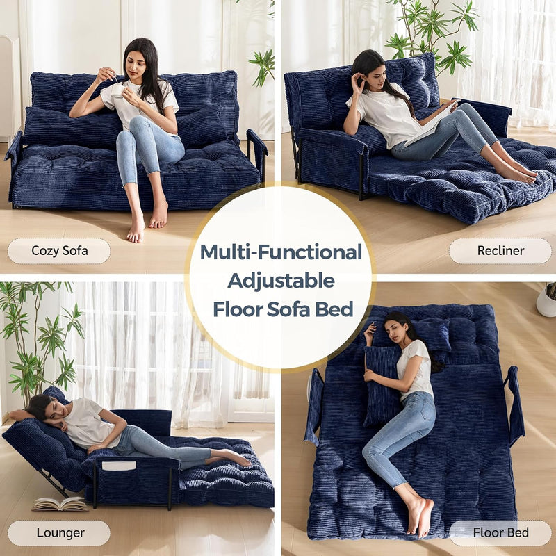 Adjustable Floor Sofa Couch with 2 Pillows Multi-Functional