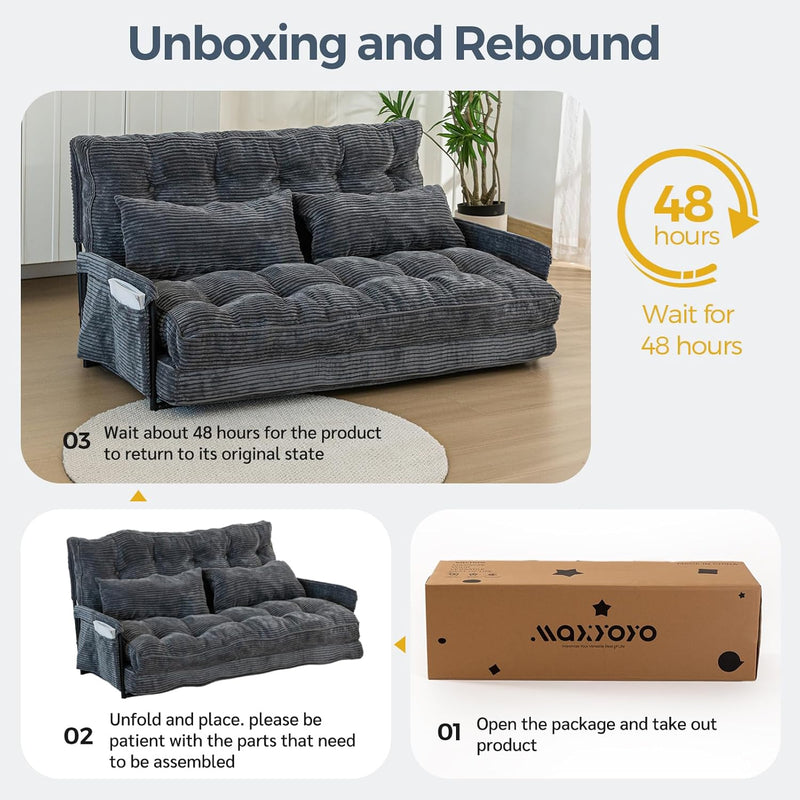 Adjustable Floor Sofa Couch with 2 Pillows Multi-Functional