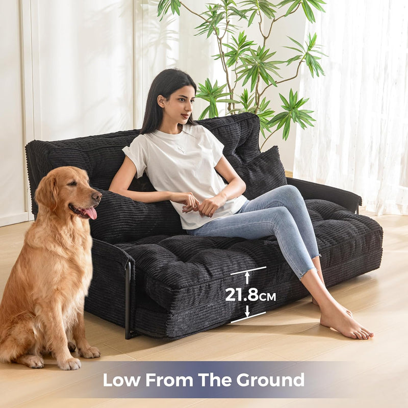 Adjustable Floor Sofa Couch with 2 Pillows Multi-Functional