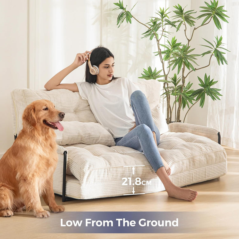Adjustable Floor Sofa Couch with 2 Pillows Multi-Functional