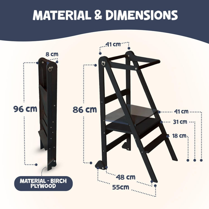 Adjustable Foldable Learning Tower for Children 1-6 Years
