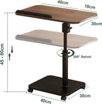 Adjustable Height C Shaped End Table with Wheels