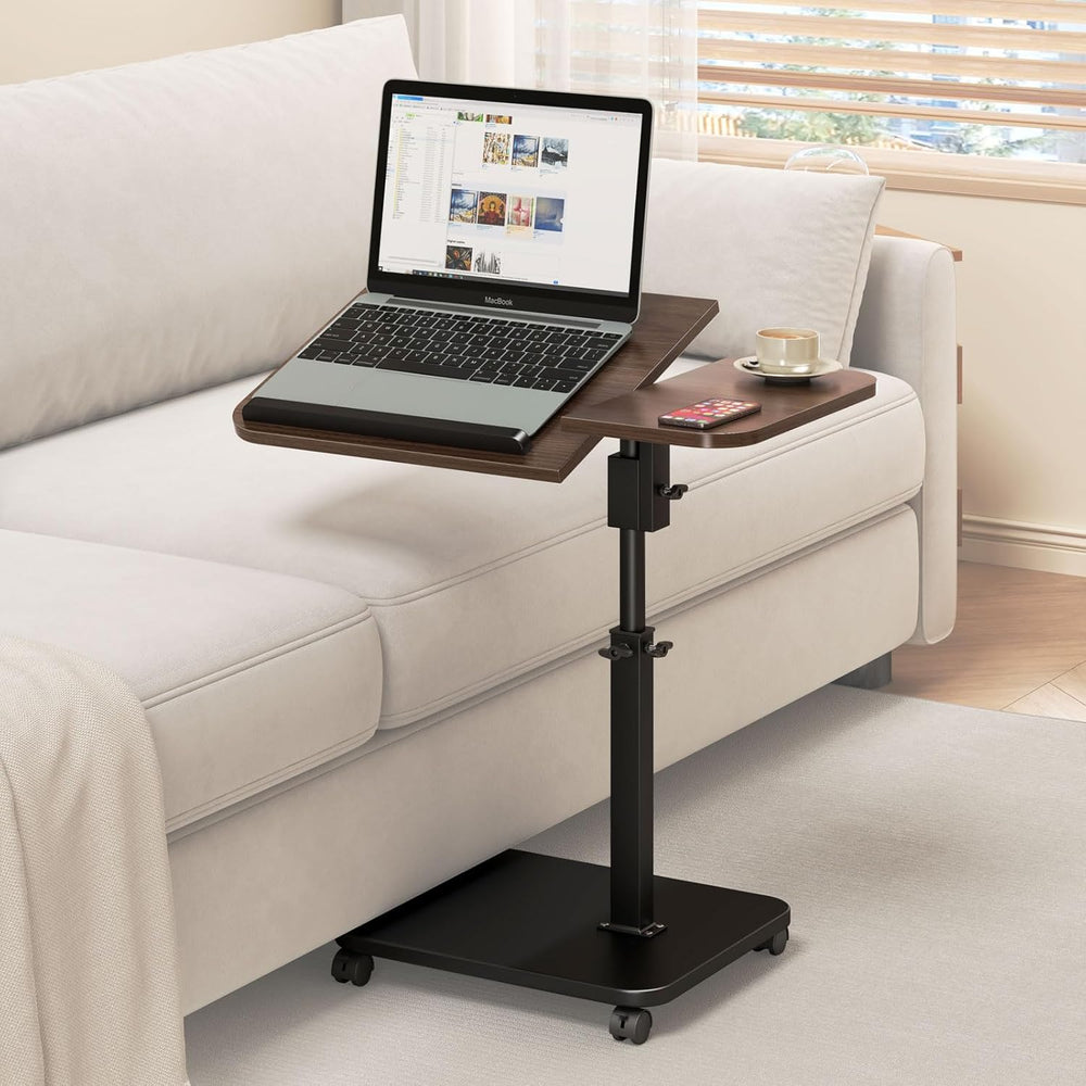 Adjustable Height C Shaped End Table with Wheels