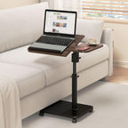 Adjustable Height C Shaped End Table with Wheels