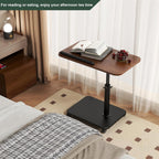 Adjustable Height C Shaped End Table with Wheels
