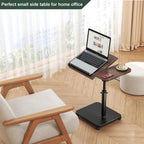 Adjustable Height C Shaped End Table with Wheels
