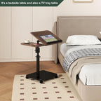 Adjustable Height C Shaped End Table with Wheels