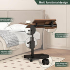 Adjustable Height C Shaped End Table with Wheels
