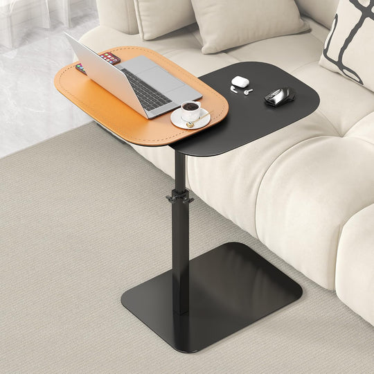 Adjustable Height C Shaped Side Table 360° Swivel