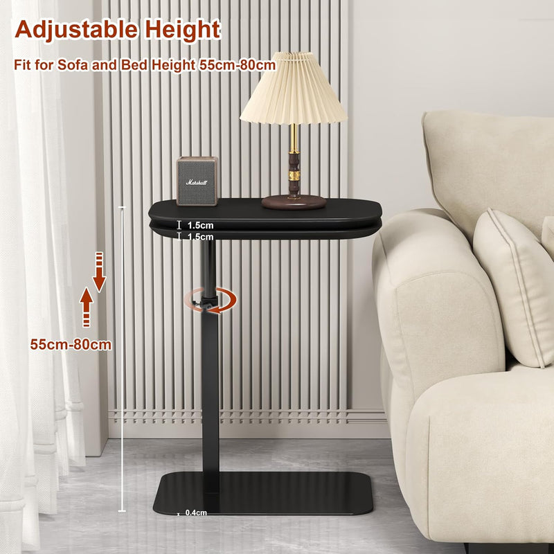 Adjustable Height C Shaped Side Table 360degreesswivel Bedside