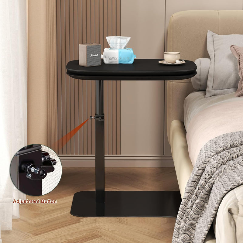 Adjustable Height C Shaped Side Table 360degreesswivel Bedside