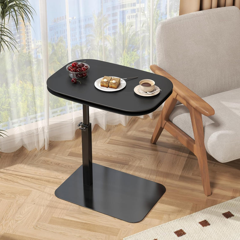 Adjustable Height C Shaped Side Table 360degreesswivel Bedside