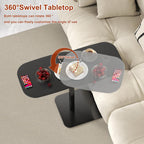 Adjustable Height C Shaped Side Table 360degreesswivel Bedside