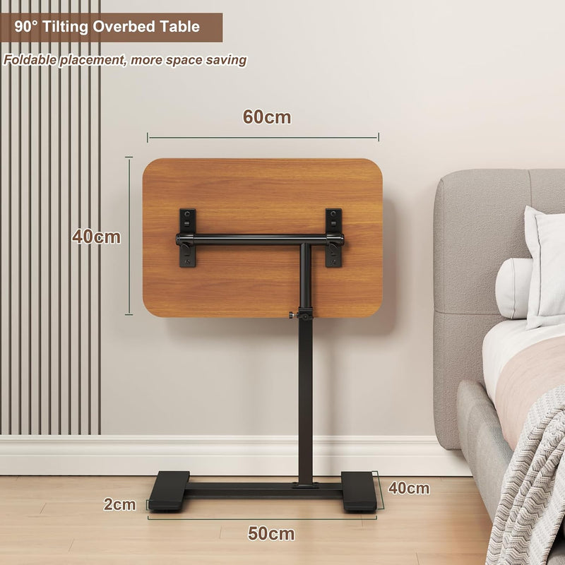 Adjustable Height C Shaped Side Table 360degreesswivel Overbed