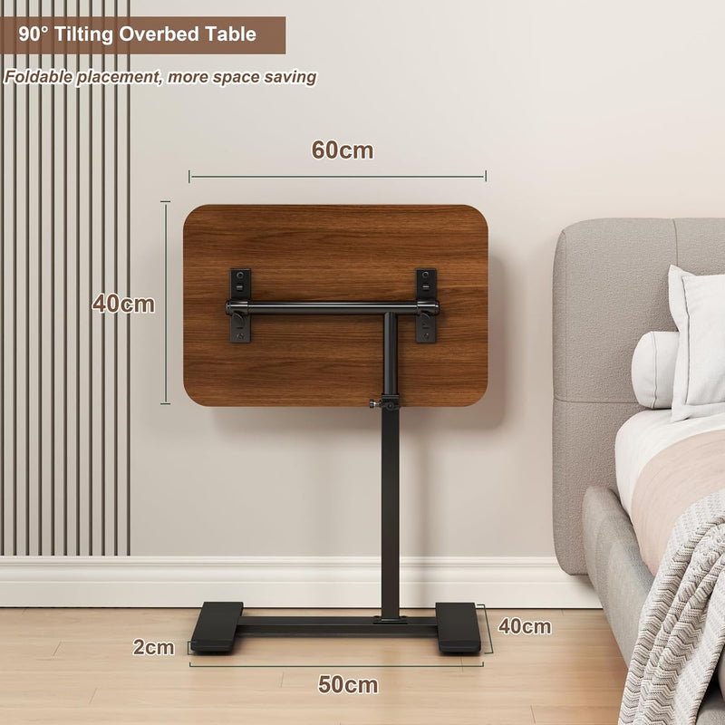 Adjustable Height C Shaped Side Table 360degreesswivel Overbed