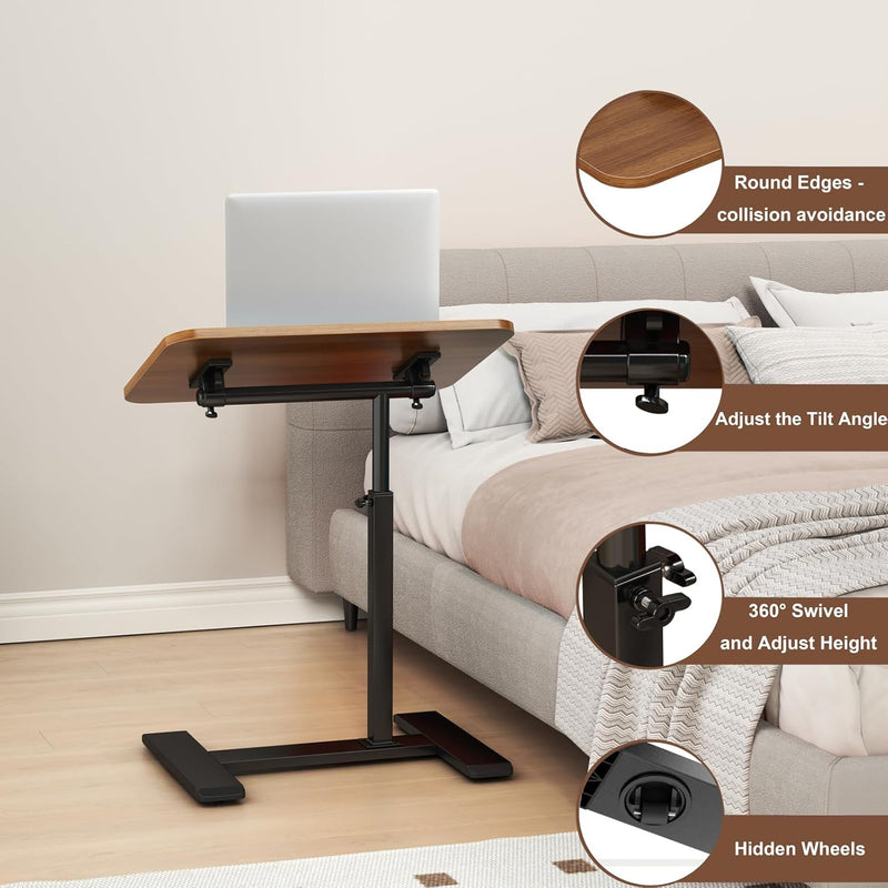 Adjustable Height C Shaped Side Table 360degreesswivel Overbed