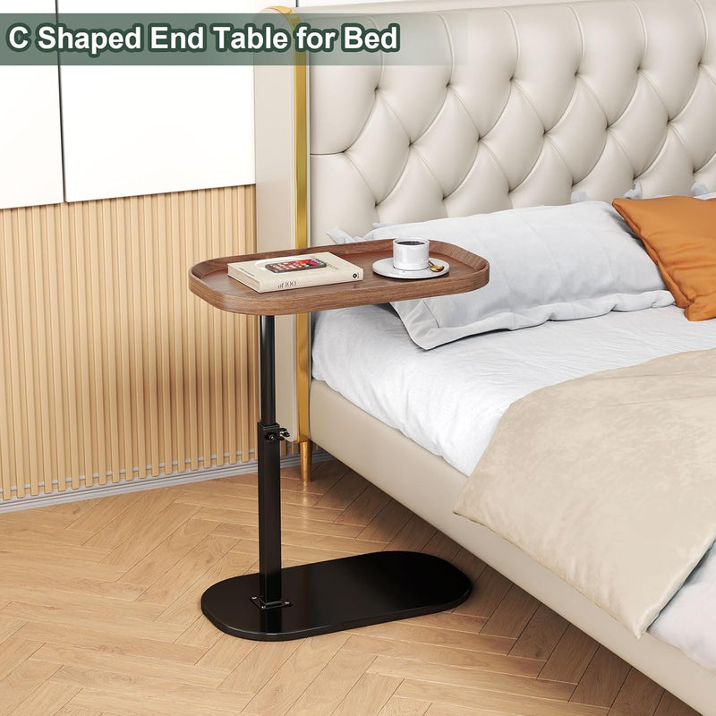 Adjustable Height C Shaped Side Table 360degreesswivel Sofa