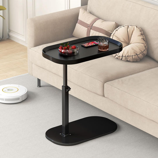 Adjustable Height C Shaped Side Table 360° Swivel