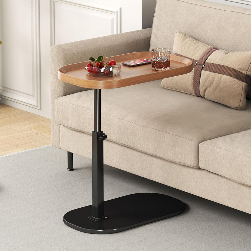 Adjustable Height C Shaped Side Table 360degreesswivel Sofa