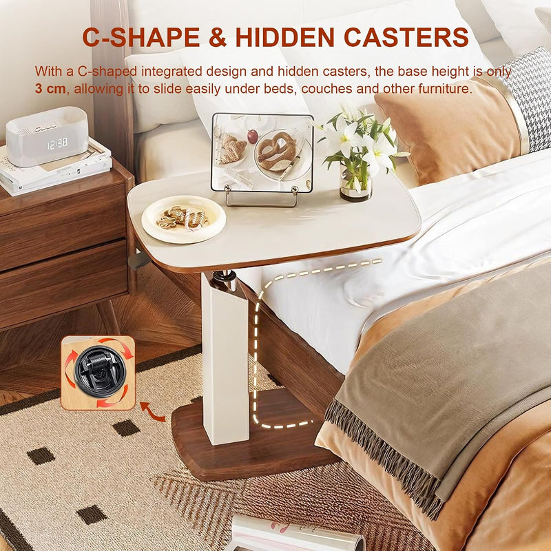 Adjustable Height C Shaped Side Table with Pneumatic